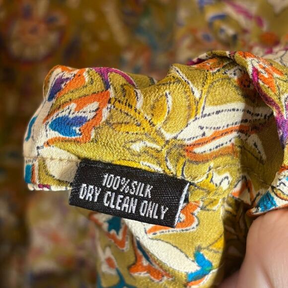 Tolani Fall Floral Boho Trendy 3/4 Sleeve 100% Silk Luxury Mini Dress Size Small - Picture 6 of 11